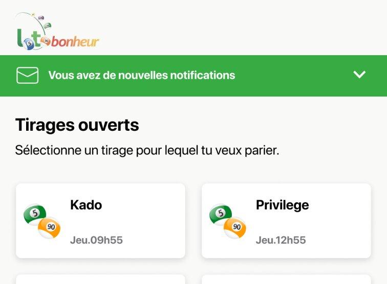 Notifications on Android and iOS lottery mobile app